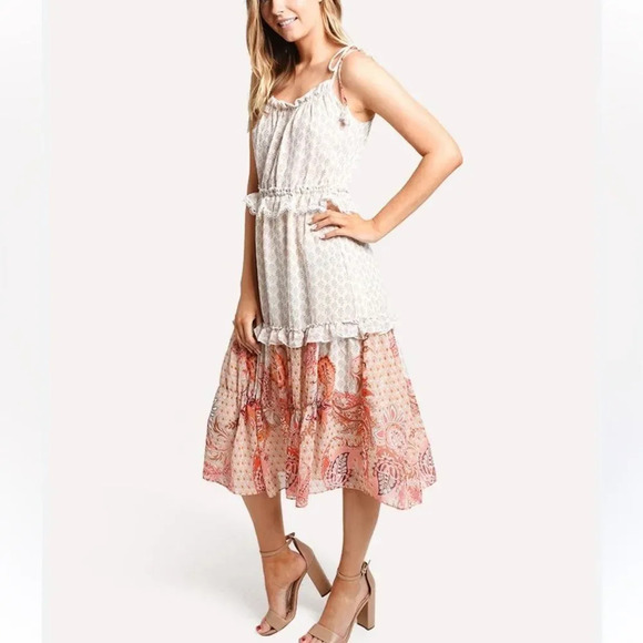 Misa Los Angeles Dionica Boho Floral Viscose Sleeveless Midi Dress Medium - Picture 3 of 8